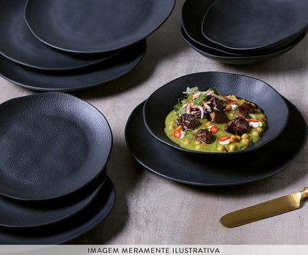 Aparelho de Jantar Orgânico Preto Matte Preto | Westwing