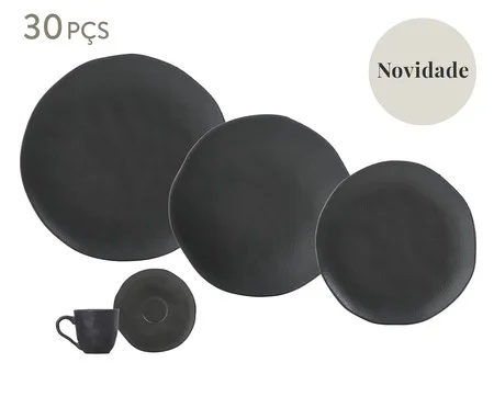 Aparelho de Jantar Orgânico Preto Matte Preto | Westwing