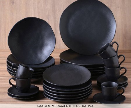 Aparelho de Jantar Orgânico Preto Matte Preto | Westwing
