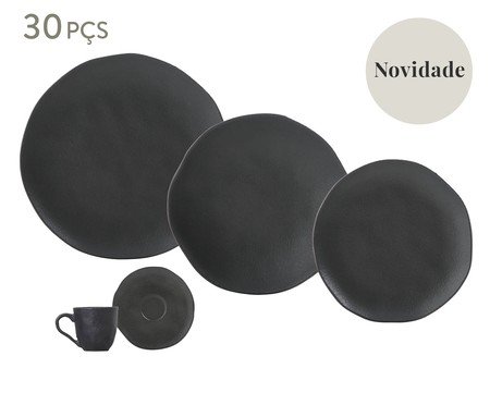 Aparelho de Jantar Orgânico Preto Matte Preto | Westwing