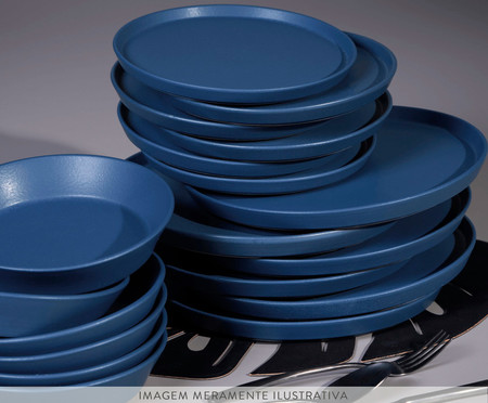 Jogo de Pratos para Sobremesa em Cerâmica Neo Boreal - Azul | WestwingNow