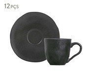 Jogo de Xícaras e Pires para Café em Cerâmica Orgânico - Preto Matte | WestwingNow