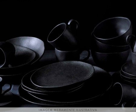 Jogo de Pratos Fundo Orgânico Preto Matte Preto | Westwing