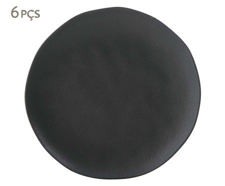 Jogo de Pratos Raso Orgânico Preto Matte Preto | Westwing