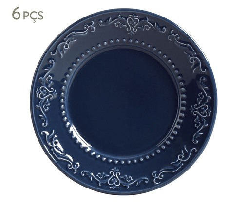 Jogo de Pratos para Sobremesa em Cerâmica Acanthus - Azul, Azul | WestwingNow