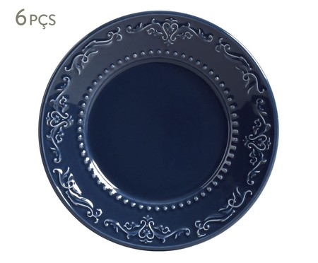 Jogo de Pratos para Sobremesa em Cerâmica Acanthus - Azul