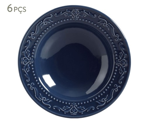 Jogo de Pratos Fundos em Cerâmica Acanthus Deep - Azul, Azul | WestwingNow