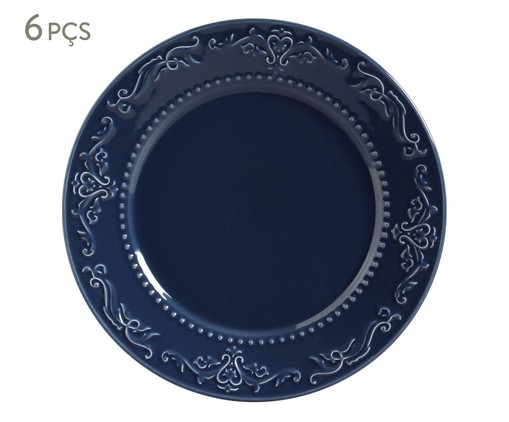Jogo de Pratos Rasos em Cerâmica Acanthus - Azul, Azul | WestwingNow