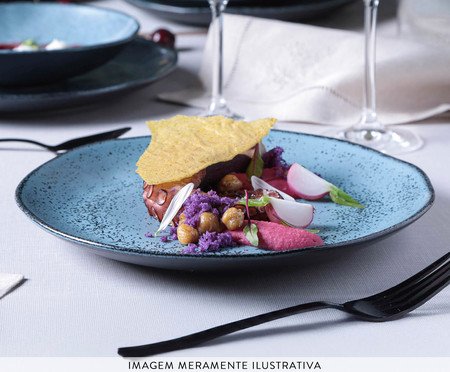 Jogo de Pratos Raso Orgânico Petroleum Azul | Westwing