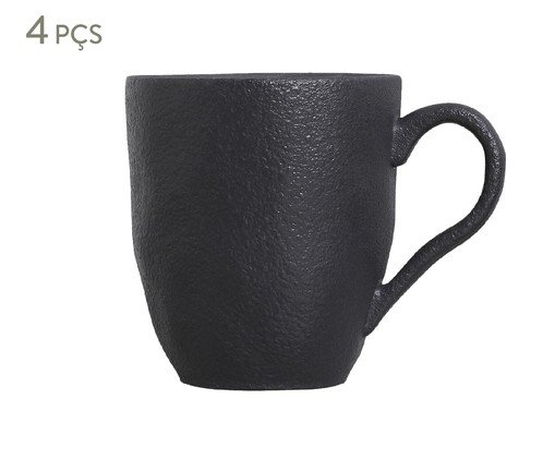 Jogo de Canecas Orgânico Preto Matte Preto, Preto | WestwingNow