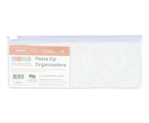 Pasta Zip Organizadora Smart Transparente, Transparente | WestwingNow