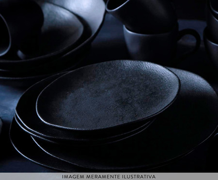 Jogo de Pratos para Sobremesa Stoneware Orgânico Carbon - Preto | WestwingNow