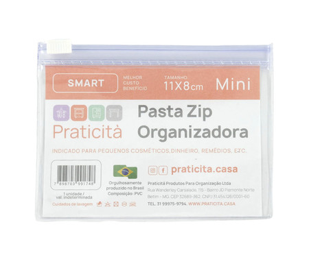 Pasta Zip Organizadora Mini Smart Transparente | WestwingNow