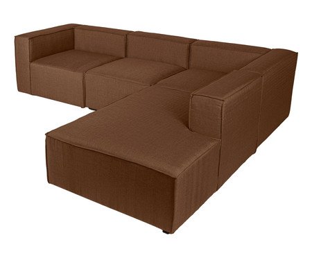 Sofá 4 Módulos Encosto Parcial Direito Mensa Terracota | Westwing