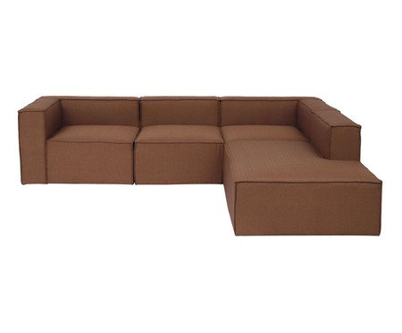 Sofá 4 Módulos Encosto Parcial Direito Mensa Terracota | Westwing