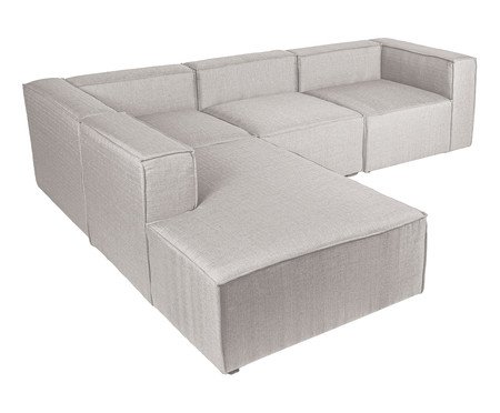 Sofá 4 Módulos Encosto Parcial Esquerdo Mensa Cinza Claro | Westwing
