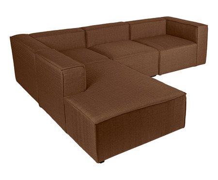 Sofá 4 Módulos Encosto Parcial Esquerdo Mensa Terracota | Westwing