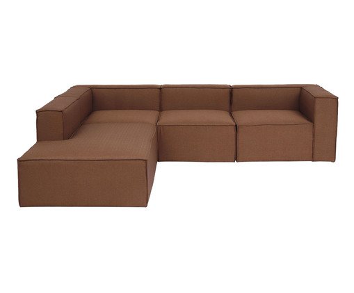 Sofá 4 Módulos Encosto Parcial Esquerdo Mensa Terracota, Terracotta | WestwingNow