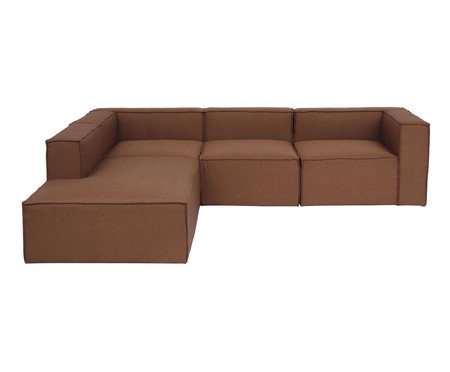 Sofá 4 Módulos Encosto Parcial Esquerdo Mensa Terracota | Westwing