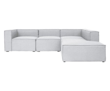 Sofá 4 Módulos Encosto Parcial Direito Mensa Cinza Claro | Westwing