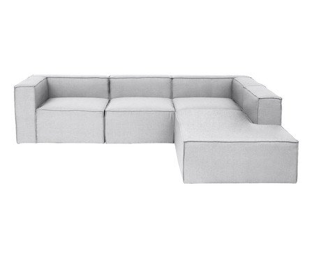Sofá 4 Módulos Encosto Parcial Direito Mensa Cinza Claro | Westwing