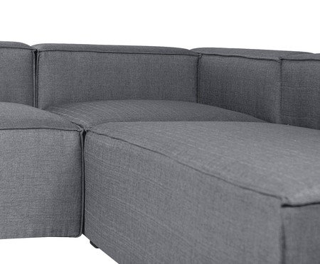 Sofá 4 Módulos Encosto Parcial Direito Mensa Cinza Escuro | Westwing
