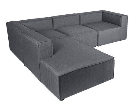 Sofá 4 Módulos Encosto Parcial Esquerdo Mensa Cinza Escuro | Westwing
