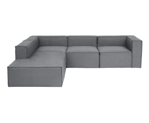 Sofá 4 Módulos Encosto Parcial Esquerdo Mensa Cinza Escuro, grey | WestwingNow