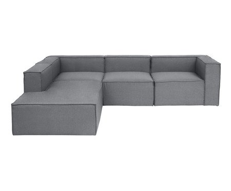 Sofá 4 Módulos Encosto Parcial Esquerdo Mensa Cinza Escuro | Westwing