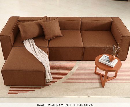 Sofá 4 Módulos Encosto Parcial Esquerdo Mensa Cinza Escuro | Westwing