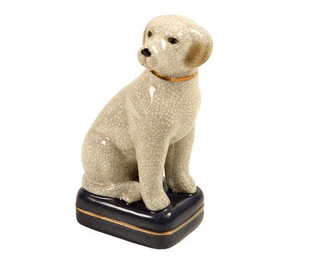 Adorno Cachorro em Porcelana Bege - 28X8X8cm | Westwing