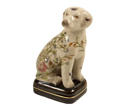 Adorno Cachorro Floral em Porcelana Bege - 21X8X8cm | Westwing