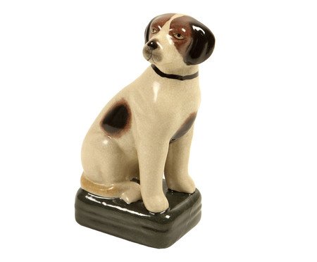 Adorno Cachorro Pintado em Porcelana Bege - 21X8X8cm | Westwing