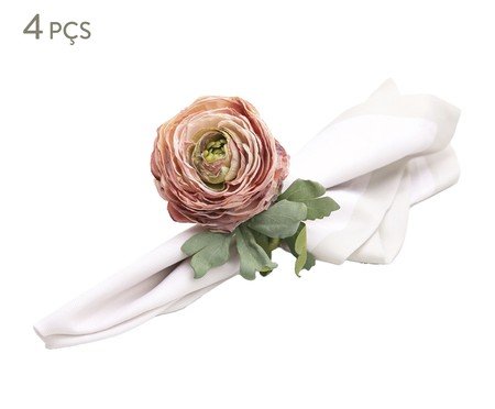 Jogo de Porta-Guardanapo Ranunculo Rosa e Amarelo | Westwing