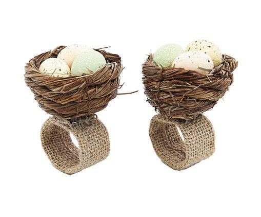 Jogo de Porta-Guardanapos Ninho com Ovos, brown | WestwingNow