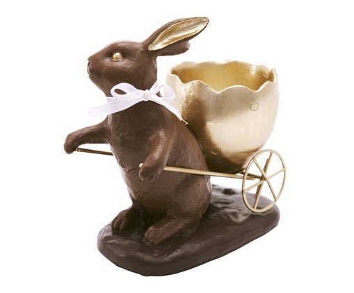 Coelho em Resina Puxando Carrinho Cacau, multicolor | WestwingNow