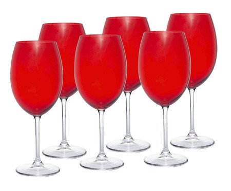 Jogo de Taças para Vinho Banquet em Cristal Ecológico Vermelho I | Westwing