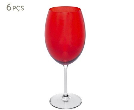 Jogo de Taças para Vinho Banquet em Cristal Ecológico Vermelho I | Westwing
