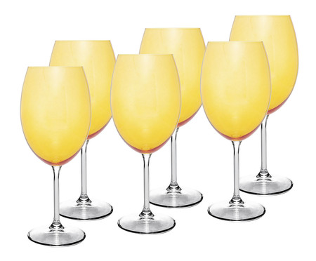 Jogo de Taças para Vinho Banquet em Cristal Ecológico Amarela I | WestwingNow