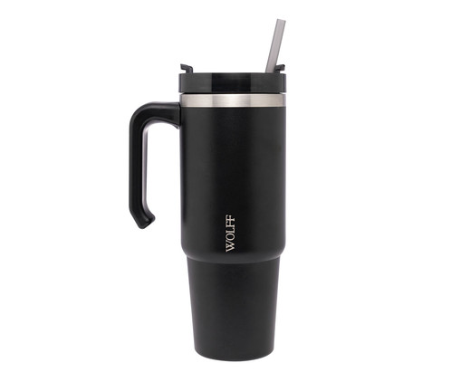 Caneca Térmica com Parede Dupla Slimterm Preta, preto | WestwingNow