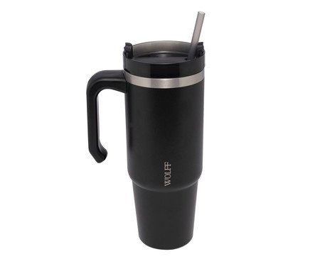 Caneca Térmica com Parede Dupla Slimterm Preta | Westwing