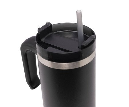 Caneca Térmica com Parede Dupla Slimterm Preta | Westwing