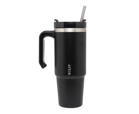 Caneca Térmica com Parede Dupla Slimterm Preta | Westwing