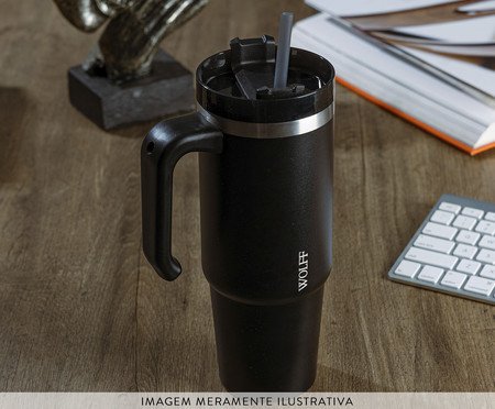 Caneca Térmica com Parede Dupla Slimterm Preta | Westwing