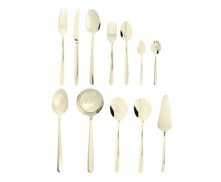 Faqueiro Viena com Caixa Litografada em Aço Inox Champanhe Fosco l | Westwing