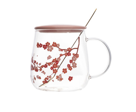 Caneca com Tampa e Colher Sakura | Westwing