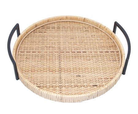 Bandeja Redonda com Alça Bali em Fibra Natural I | Westwing