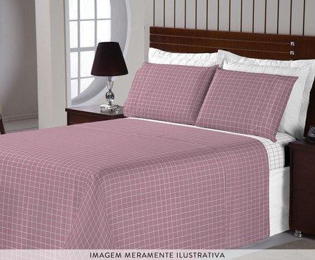 Jogo de Lençol Prime Grid Rose 200 Fios | Westwing