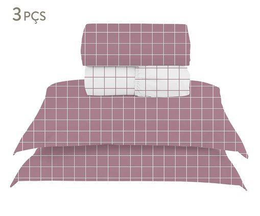 Jogo de Lençol Prime Grid Rose 200 Fios, pink | WestwingNow