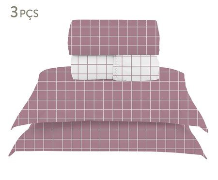 Jogo de Lençol Prime Grid Rose 200 Fios | Westwing